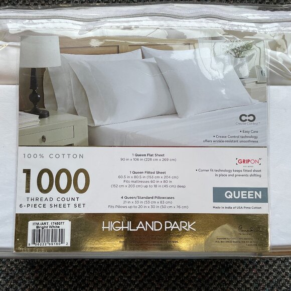 Highland Park 1000 Thread Count 6-piece Sheet Set Queen NWT